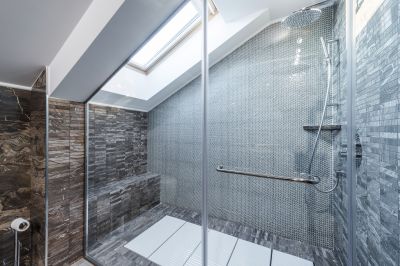 Completed Shower with Glass Enclosure